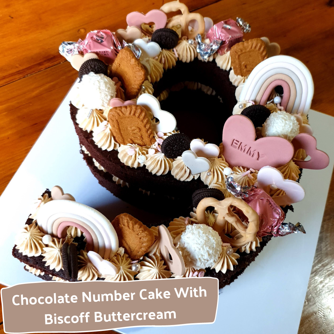 Chocolate Number Cake with Biscoff Buttercream - DoughCuts